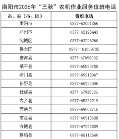 邓州2026年“三秋”农机作业服务值班电话公布